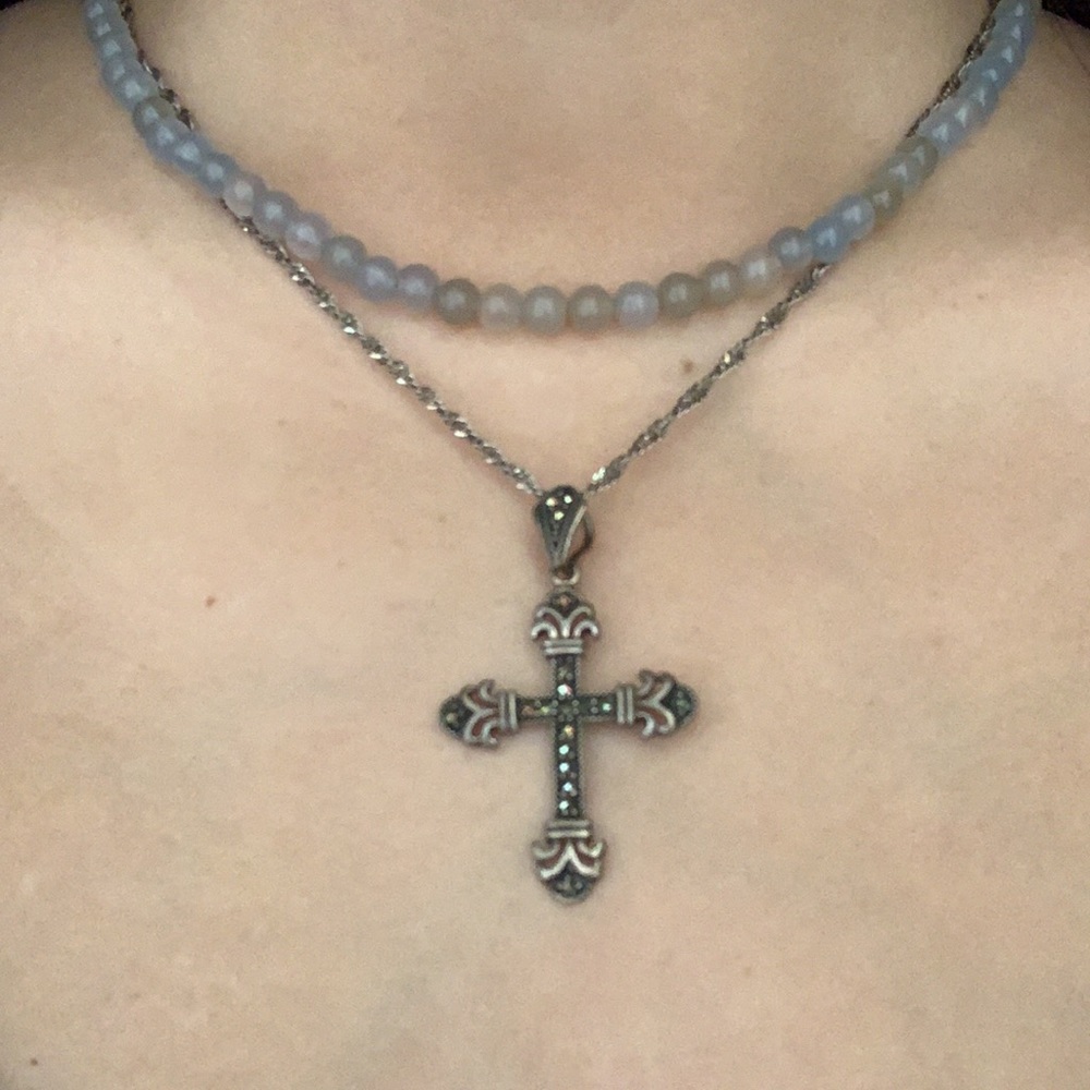 .925 Sterling Silver Cross + Chain